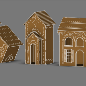 Giant Gingerbread Houses - Laser Cut - Set of 3 - Option A