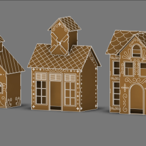 Giant Gingerbread Houses - Laser Cut - Set of 3 - Option B